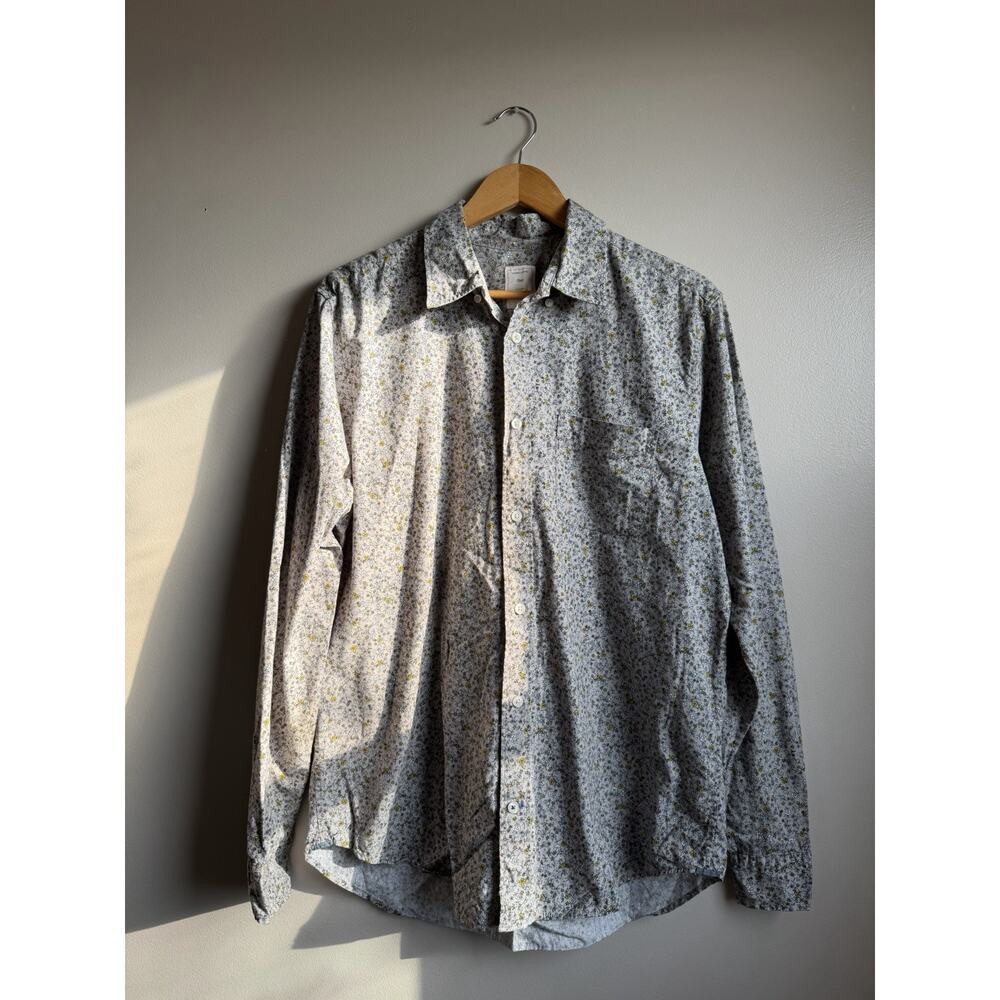 Men's Gap Formal-Casual-School Shirt - Grey w/White & Gold Floral Print - Large